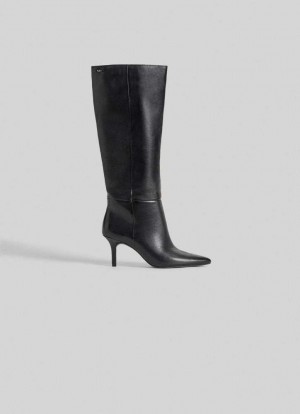 Pepe Jeans Klackar Faux Läder Boots Stövlar Dam Svarta | 097642BFP