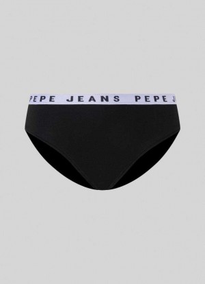 Pepe Jeans Klassiska Panty With Printed Logo Underkläder Dam Svarta | 902456FXU