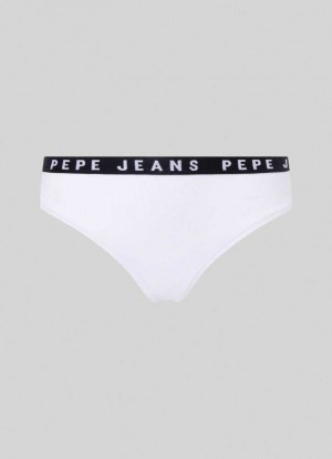 Pepe Jeans Klassiska String With Printed Logo Underkläder Dam Vita | 502796YJO