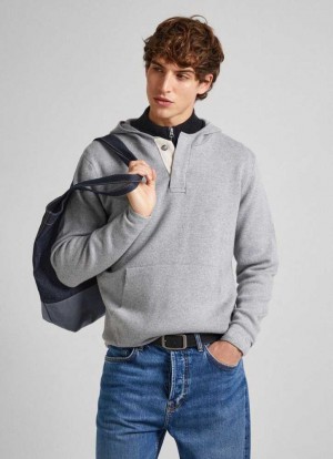 Pepe Jeans Knit Jumper With Hood Jumpers Herr Grå | 076582ZXT