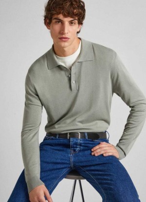Pepe Jeans Knit Jumper With Polo Neck Jumpers Herr Gröna | 684932GHT