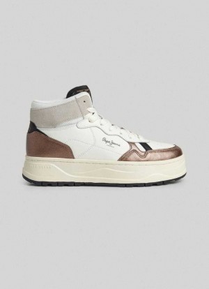 Pepe Jeans Kore Basket Läder Trainers Träningsskor Dam Vita | 168273PCI