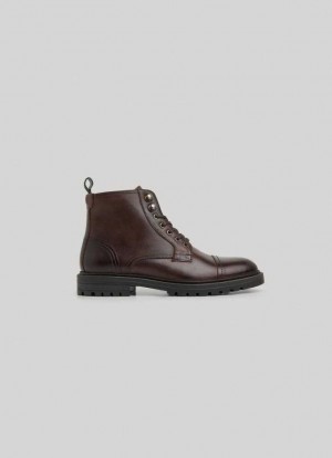 Pepe Jeans Läder Ankle Boots Stövlar Herr Bruna | 347210KGQ
