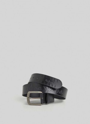 Pepe Jeans Läder Belt With Metal Spännen Bälte Herr Svarta | 085964WPH