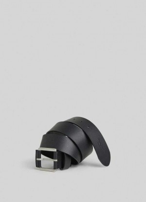 Pepe Jeans Läder Belt With Square Spännen Bälte Herr Svarta | 831052SVI