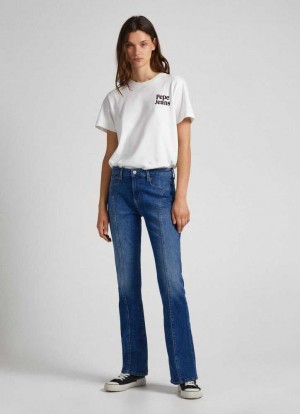 Pepe Jeans Lennox Flare Fit Mid-rise Jeans Utsvängda Jeans Dam Blå | 120986ROX