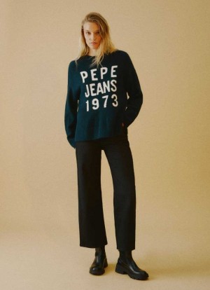 Pepe Jeans Logo Print Knit Stickat Dam Blå | 539017VGE