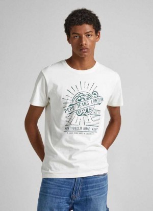 Pepe Jeans Logo Print T-shirt T-shirt Herr Vita | 576924ISQ