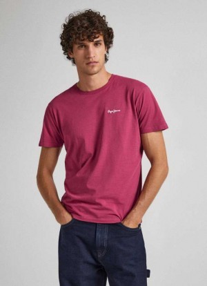 Pepe Jeans Logo Print T-shirt T-shirt Herr Röda | 950217FWP
