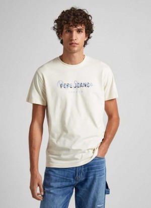 Pepe Jeans Logo Print T-shirt T-shirt Herr Vita | 567984UJY