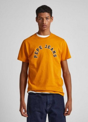 Pepe Jeans Logo Print T-shirt T-shirt Herr Gula | 397018YGS
