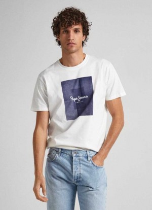 Pepe Jeans Logo Print T-shirt T-shirt Herr Vita | 381049KYP