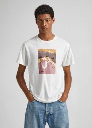 Pepe Jeans Logo Print T-shirt T-shirt Herr Vita | 310768MVH