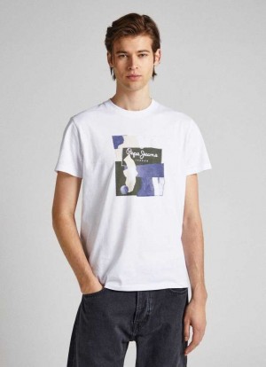 Pepe Jeans Logo Print T-shirt T-shirt Herr Vita | 293804PWG