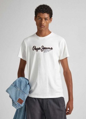 Pepe Jeans Logo Print T-shirt T-shirt Herr Vita | 965841EUA