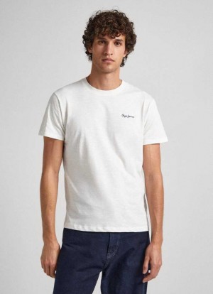 Pepe Jeans Logo Print T-shirt T-shirt Herr Vita | 685173ICX