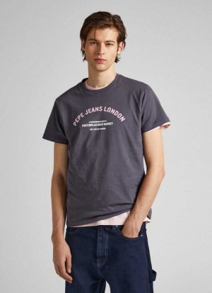 Pepe Jeans Logo Printed T-shirt T-shirt Herr Grå | 912587DQU