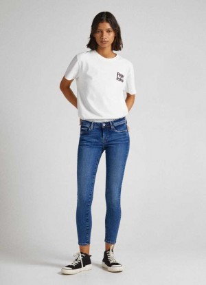 Pepe Jeans Lola Mager Fit Mid-rise Jeans Skinny Jeans Dam Blå | 237018NFX
