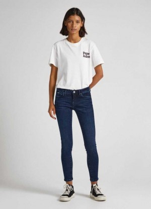 Pepe Jeans Lola Mager Fit Mid-rise Jeans Skinny Jeans Dam Blå | 053198AYV