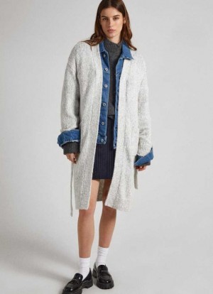 Pepe Jeans Long Cardigan With Belt Jumpers Dam Ljusgrå | 739815IDR