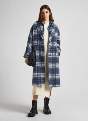 Pepe Jeans Long Checked Ull Coat Jacka Dam Olika Färger | 750148OTZ