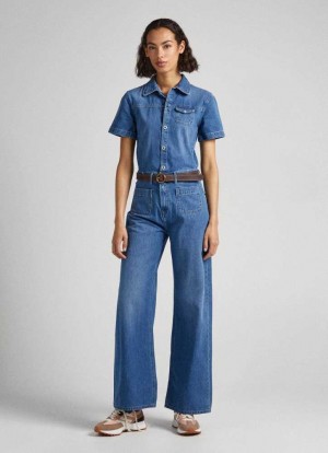 Pepe Jeans Long Denim Jumpsuit Jumpsuit Dam Blå | 874931WYI