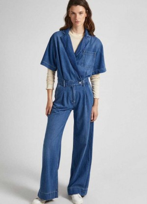 Pepe Jeans Long Denim Jumpsuit Jumpsuit Dam Blå | 732680ZAQ