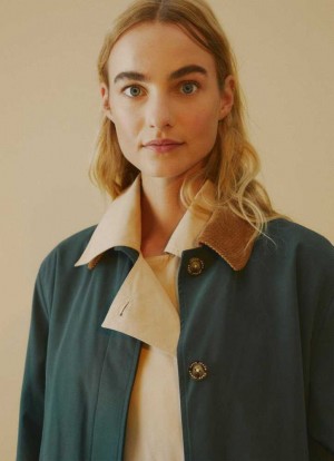 Pepe Jeans Long Jacket With Corduroy Collar Jacka Dam Gröna | 617593ASB