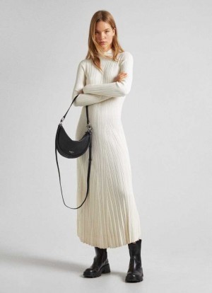 Pepe Jeans Long Räfflad Klänning Klänning Dam Vita | 350648JYM