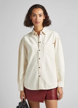 Pepe Jeans Long Sleeve Denim Shirt Skjorta Dam Blå | 143985XCG