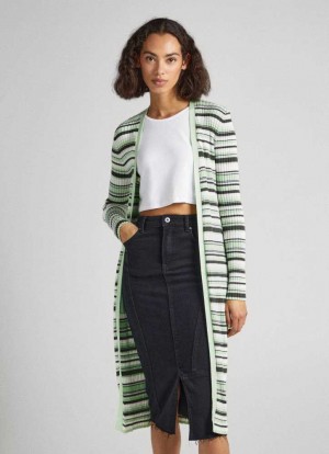 Pepe Jeans Long Stripe-print Cardigan Stickat Dam Olika Färger | 865429DGJ