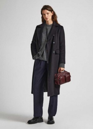 Pepe Jeans Long Ull Coat Jacka Dam Svarta | 092186SLW