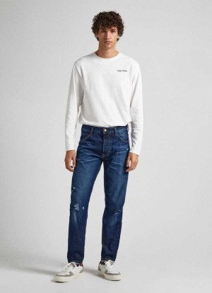 Pepe Jeans Long-sleeve Logo Print T-shirt T-shirt Herr Vita | 657841USA