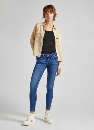 Pepe Jeans Low-rise Mager Fit Jeans Skinny Jeans Dam Blå | 561239OPK