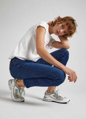 Pepe Jeans Low-rise Mager Fit Jeans Skinny Jeans Dam Blå | 691053RND