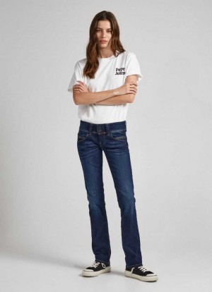 Pepe Jeans Low-rise Regular Fit Jeans Straight Jeans Dam Blå | 109628FVI