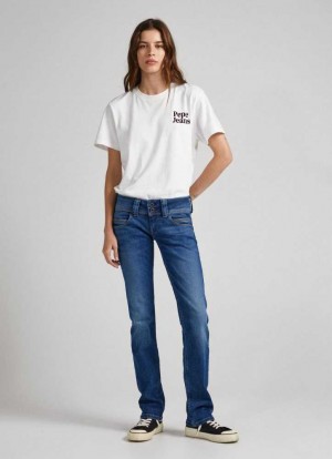 Pepe Jeans Low-rise Regular Fit Jeans Straight Jeans Dam Blå | 786401IVH