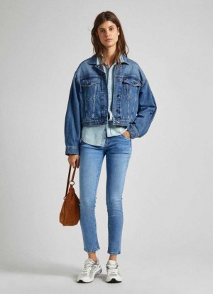 Pepe Jeans Low-rise Slim Fit Jeans Slim Jeans Dam Blå | 569104UOY