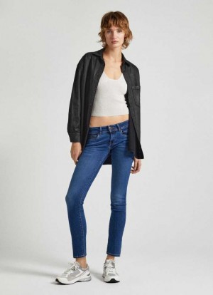 Pepe Jeans Low-rise Slim Fit Jeans Slim Jeans Dam Blå | 934260TWL
