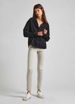Pepe Jeans Mager Fit Five Pocket Trousers Långbyxor Dam Grå Beige | 943852ZNO
