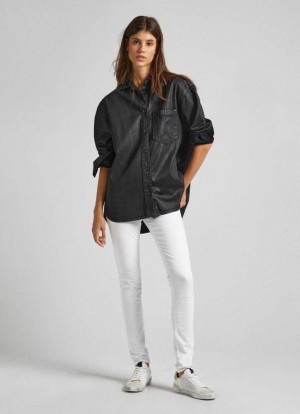 Pepe Jeans Mager Fit Five Pocket Trousers Långbyxor Dam Vita | 143679GJF