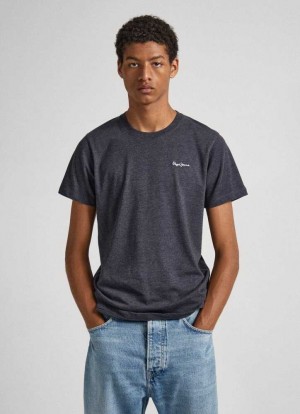 Pepe Jeans Melange Bomull Round Neck T-shirt T-shirt Herr Blå | 826731EKS