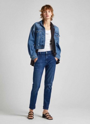 Pepe Jeans Mid Rise Relaxed-fit Jeans Denim Dam Blå | 610953RFQ
