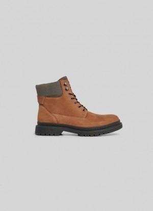 Pepe Jeans Mid-calf Boots In Nubuck Läder Stövlar Herr Orange | 587136XTG