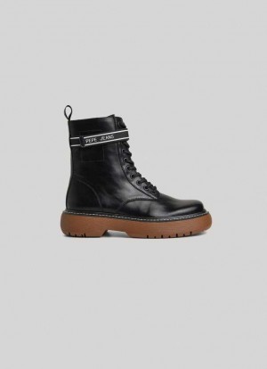 Pepe Jeans Mid-cut Booties Stövlar Dam Svarta | 082567EZQ