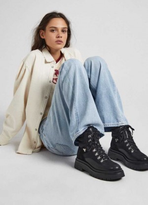 Pepe Jeans Mid-cut Spets-up Boots Stövlar Dam Svarta | 436821MIP