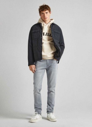 Pepe Jeans Mid-rise Mager Fit Jeans Denim Herr Blå | 237416ILU