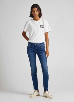 Pepe Jeans Mid-rise Mager Fit Jeans Skinny Jeans Dam Blå | 469075UTW