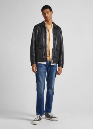 Pepe Jeans Mid-rise Regular Fit Jeans Denim Herr Blå | 526139PFA