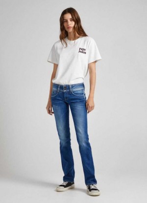 Pepe Jeans Mid-rise Regular Fit Jeans Denim Dam Blå | 251478WNY